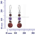 Lovely Corundum And Multi Gemstone 925 Sterling Silver Earring